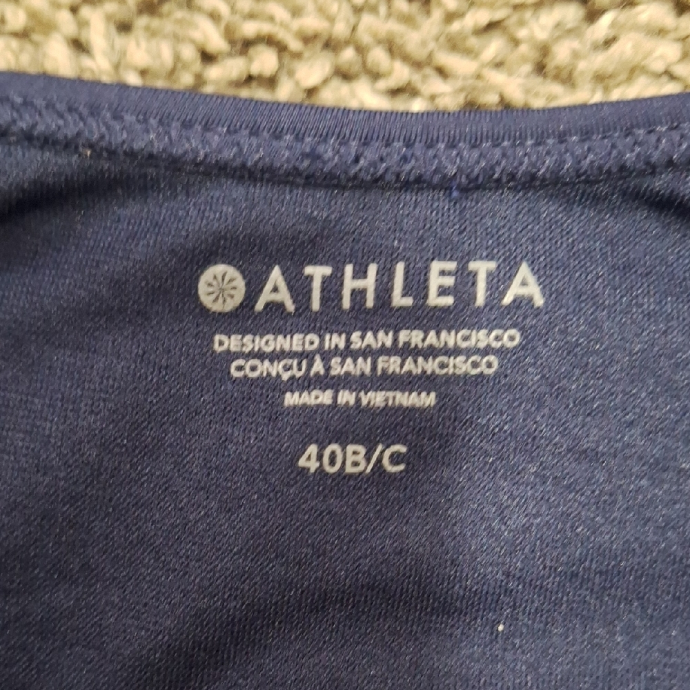 Athleta "Maldives" Tankini Swim Bra Fitted Cut-Out Tankini Top - 40B/C - Navy - Picture 8 of 10
